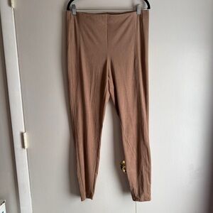 Tribal Tan Faux Suede Pants Pull On Stretchy Waist Women’s Size Large